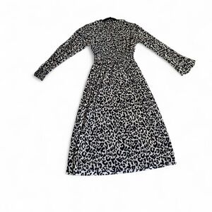 Zara mock neck leopard cheetah long sleeve accordion maxi dress S